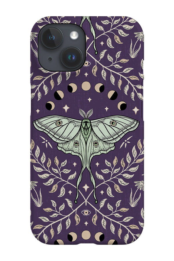 Luna Moths Damask by Misentangledvision Phone Case (Purple) | Harper & Blake