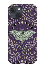 Luna Moths Damask by Misentangledvision Phone Case (Purple)