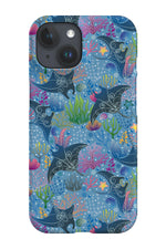 Manta Ray Magical Underwater by Delively Dewi Phone Case (Blue)