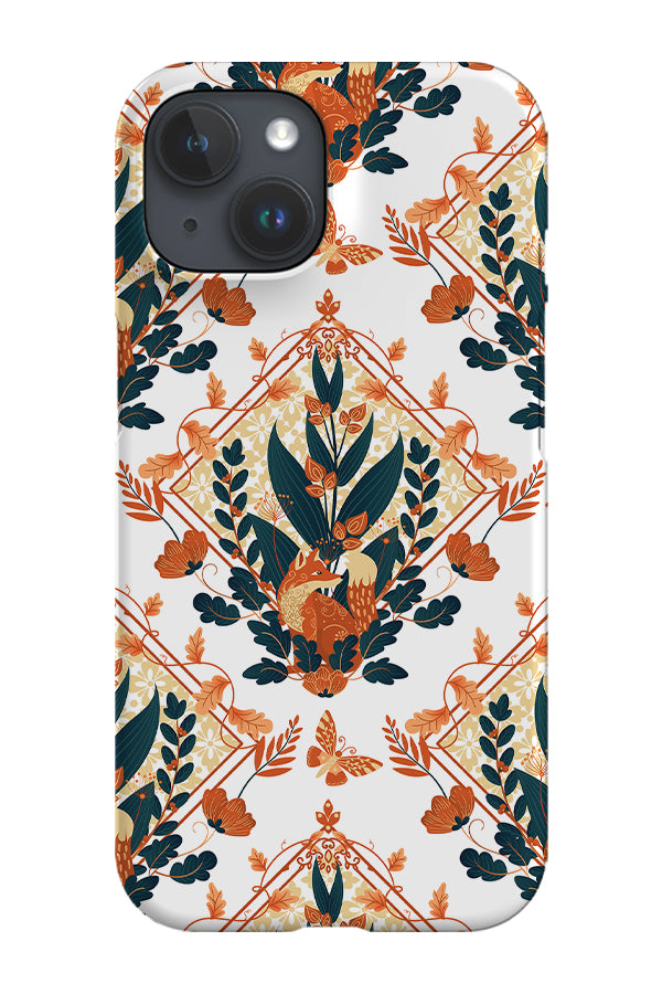 Modern Damask Foxes by Delively Dewi Phone Case (White)
