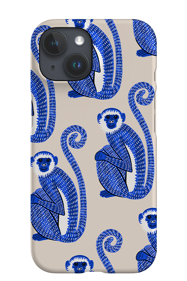 Monkey Scatter iPhone Phone Case (Off-White & Blue) | Harper & Blake