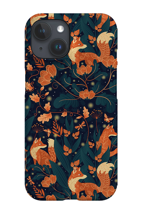 Night Foxes Whimsical Garden by Delively Dewi Phone Case (Black)