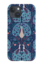 Peacocks Folk Style by Michele Norris Phone Case (Blue)