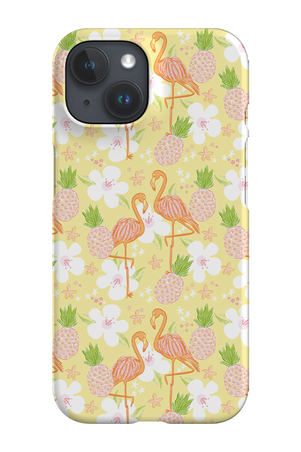 Pina Colada Flamingos by Dawn of Designs Phone Case (Yellow)