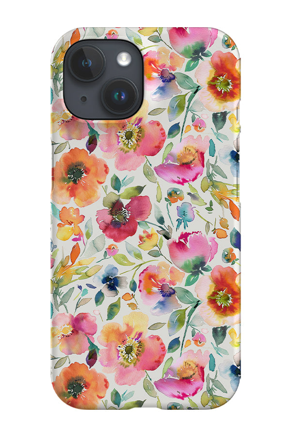 Psychedelic Watercolour Retro Poppies By Ninola Design Phone Case (Rainbow) | Harper & Blake
