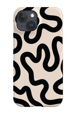 Swirl Lines Abstract Phone Case (Peach Black)