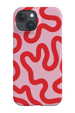Swirl Lines Abstract Phone Case (Pink Red)