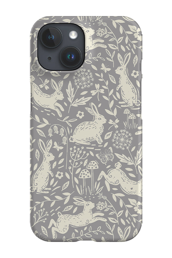 Rabbit Meadow by Sally Mountain Phone Case (Grey)