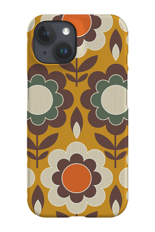 Retro Floral by Sally Mountain Phone Case (Mustard)