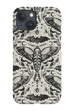 Skull Moth Damask By Rebecca Elfast Phone Case (Monochrome)