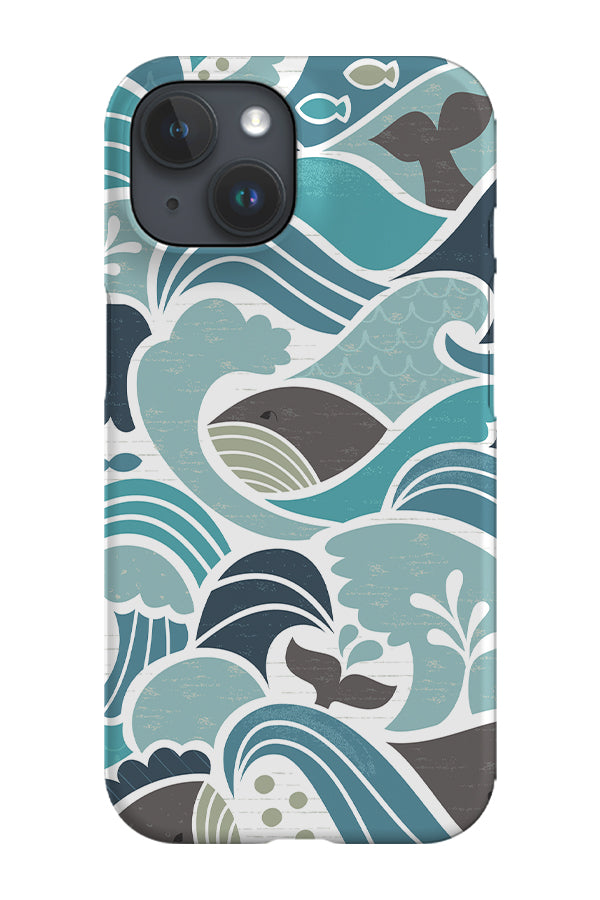 Whales in Waves by Studio Amelie Phone Case (Blue)