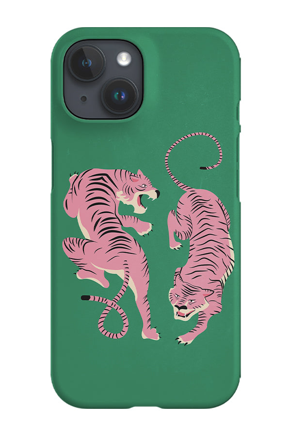 The Chase Pink Tiger By Ayeyokp Phone Case (Green) | Harper & Blake