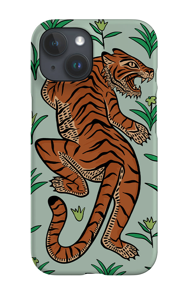 Tiger & Plants iPhone Phone Case (Mint) | Harper & Blake