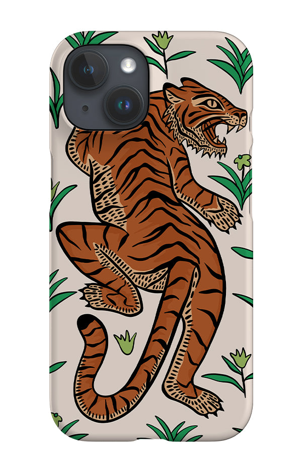 Tiger & Plants iPhone Phone Case (Off-White) | Harper & Blake