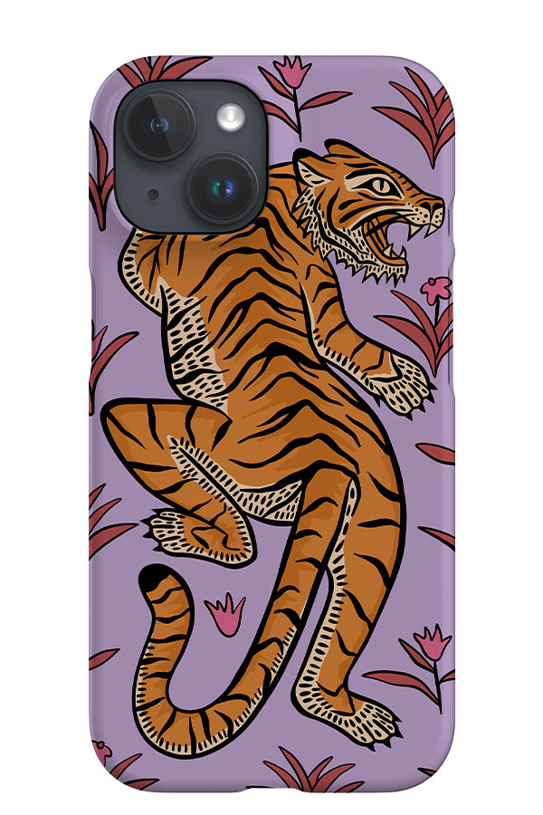 Tiger & Plants iPhone Phone Case (Purple) | Harper & Blake