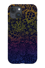 Turtle's Ocean Garden Rainbow Line Art by Delively Dewi Phone Case (Dark)