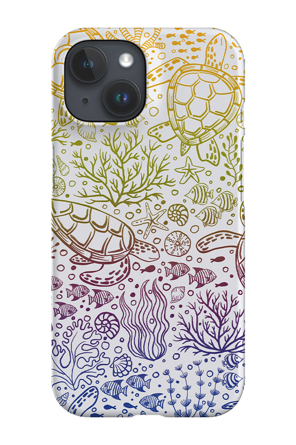 Turtle's Ocean Garden Rainbow Line Art by Delively Dewi Phone Case (White) | Harper & Blake