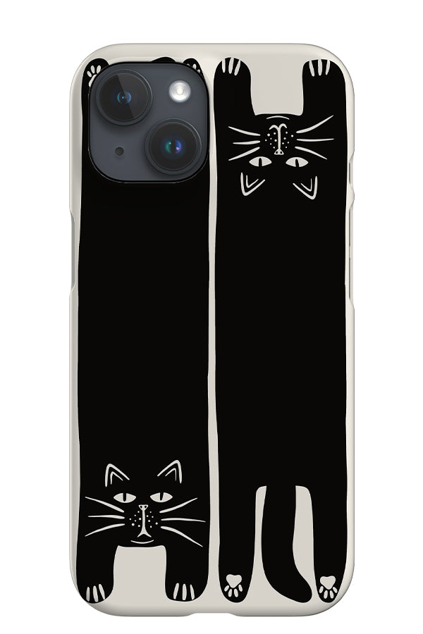 Two Cats iPhone Phone Case (Beige Black) | Harper & Blake