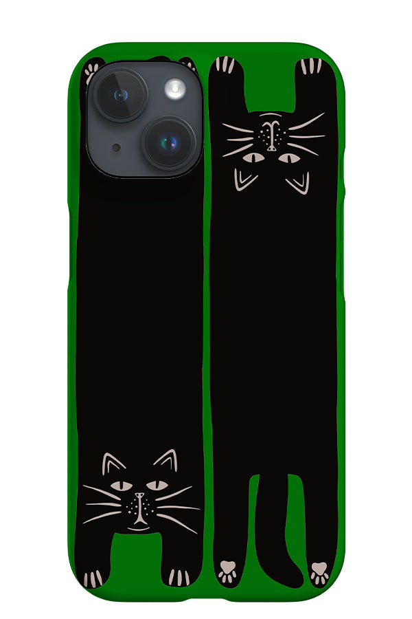 Two Cats iPhone Phone Case (Green) | Harper & Blake