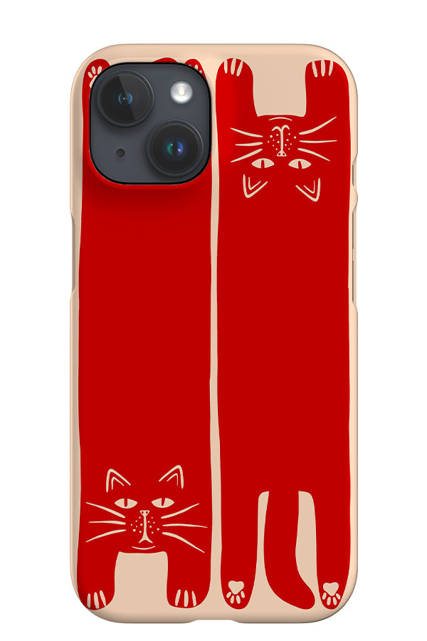 Two Cats iPhone Phone Case (Off White & Red) | Harper & Blake
