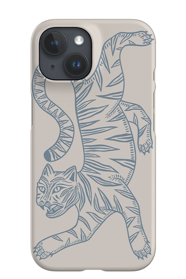 Two Tone Tiger iPhone Phone Case (Dusty Blue) | Harper & Blake
