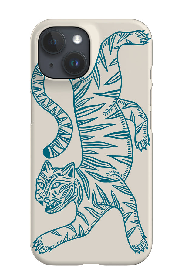 Two Tone Tiger iPhone Phone Case (Off White & Blue) | Harper & Blake