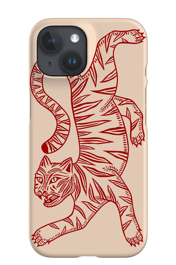 Two Tone Tiger iPhone Phone Case (Red & Off White) | Harper & Blake
