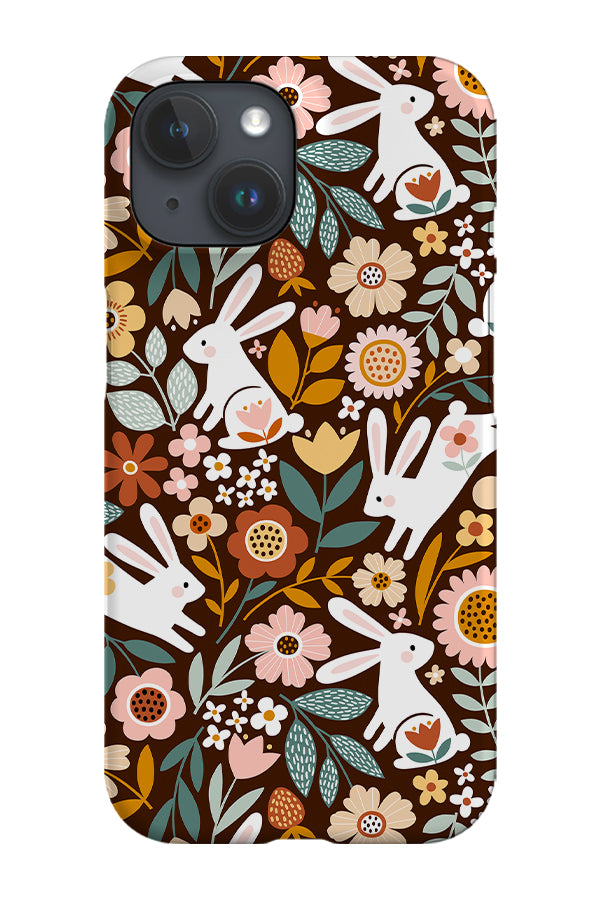 Floral Rabbits By Mirabelle Print Phone Case (Dark)