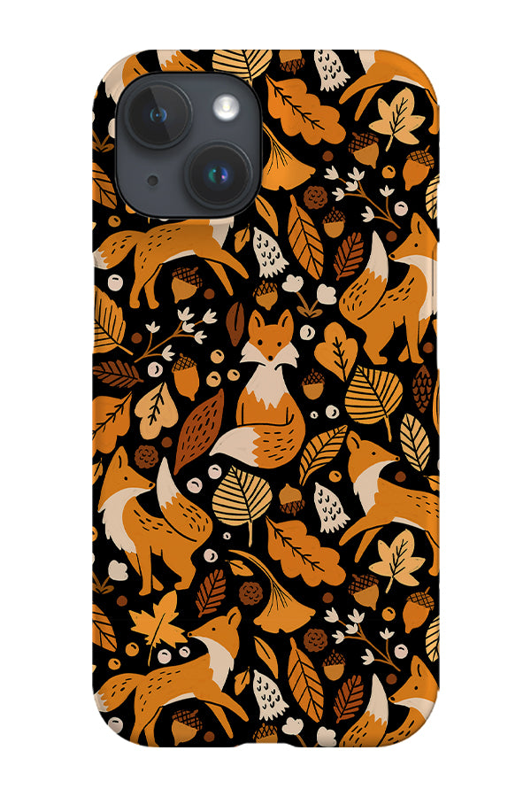 Autumn Foxes at Midnight By Latheandquill Phone Case (Black) | Harper & Blake