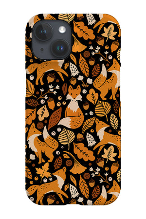 Autumn Foxes at Midnight By Latheandquill Phone Case (Black) | Harper & Blake