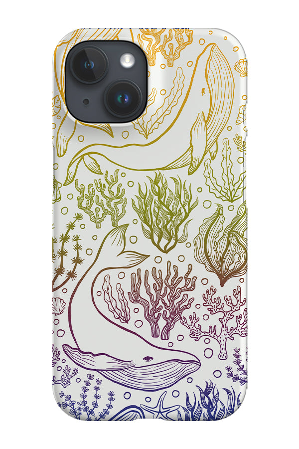 Humpback Whale Rainbow Line Art by Delively Dewi Phone Case (White)