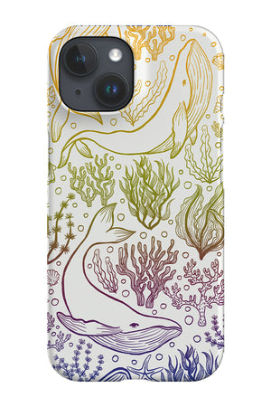 Humpback Whale Rainbow Line Art by Delively Dewi Phone Case (White) | Harper & Blake