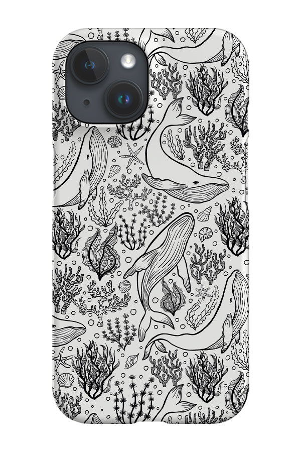 Humpback Whale Line Art by Delively Dewi Phone Case (White)