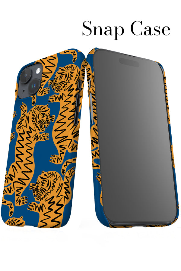 Abstract Tiger iPhone Snap Phone Case (Blue & Yellow) | Harper & Blake