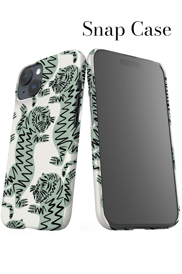 Abstract Tiger iPhone Snap Phone Case (Off-White & Mint) | Harper & Blake