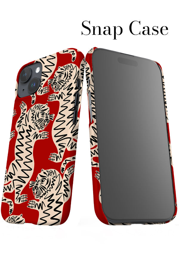 Abstract Tiger iPhone Snap Phone Case (Red & Off White) | Harper & Blake