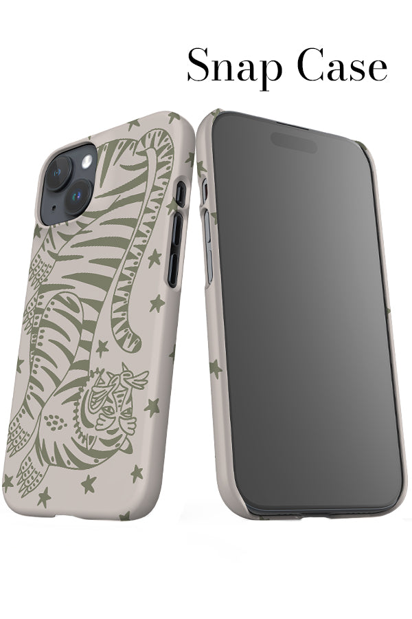 Bold Tiger iPhone Snap Phone Case (Linen Moss Green) | Harper & Blake