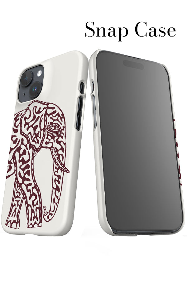 Elephant iPhone Snap Phone Case (Ivory Oxblood) | Harper & Blake