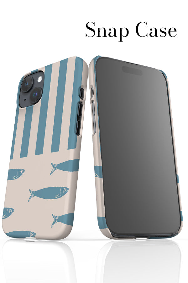 Fish Stripes iPhone Phone Case (Dusty Blue) | Harper & Blake