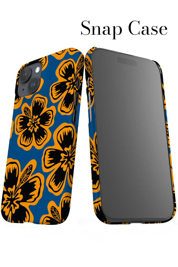 Hibiscus Flower iPhone Phone Case (Blue Yellow) | Harper & Blake