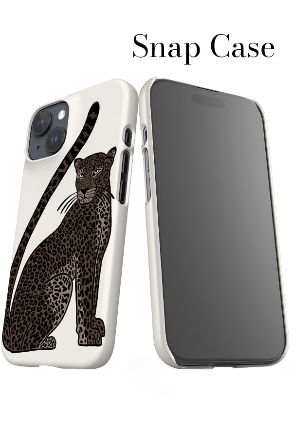 Leopard Sitting iPhone Snap Phone Case (Black & White) | Harper & Blake