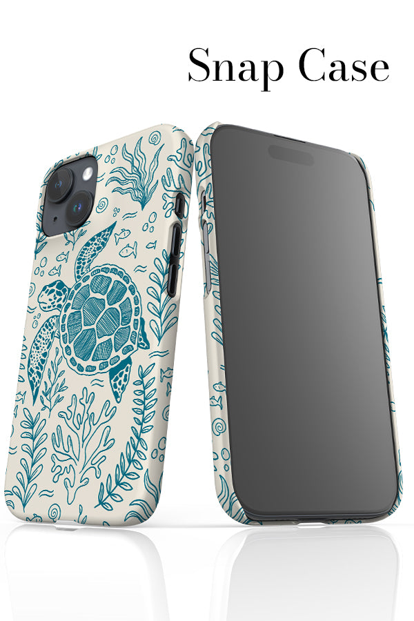 Sea Turtle iPhone 15 Phone Case (Beige Blue)