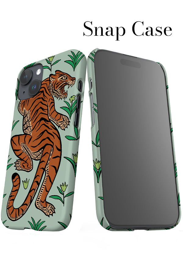 Tiger & Plants iPhone Snap Phone Case (Mint) | Harper & Blake