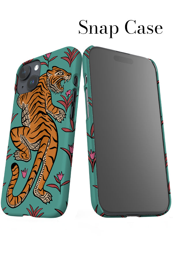 Tiger & Plants iPhone Snap Phone Case (Turquoise) | Harper & Blake