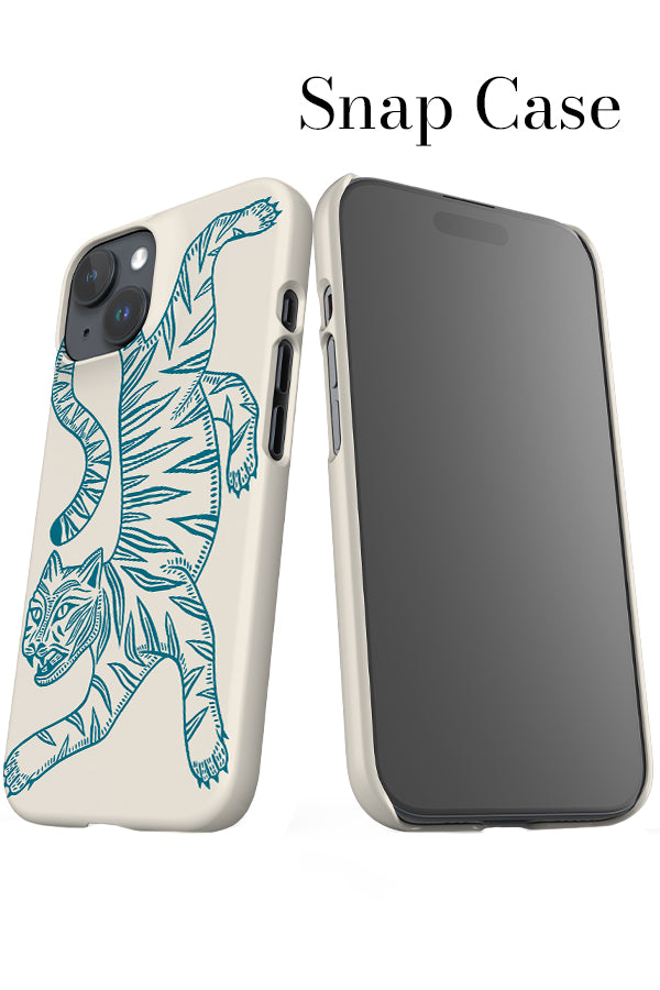 Two Tone Tiger iPhone Snap Phone Case (Off White & Blue) | Harper & Blake