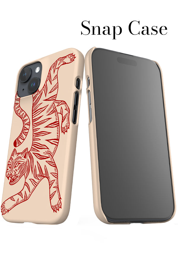 Two Tone Tiger iPhone Snap Phone Case (Red & Off White) | Harper & Blake
