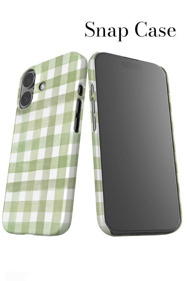 Watercolour Gingham By Ninola Design Snap Phone Case (Sage Green) | Harper & Blake