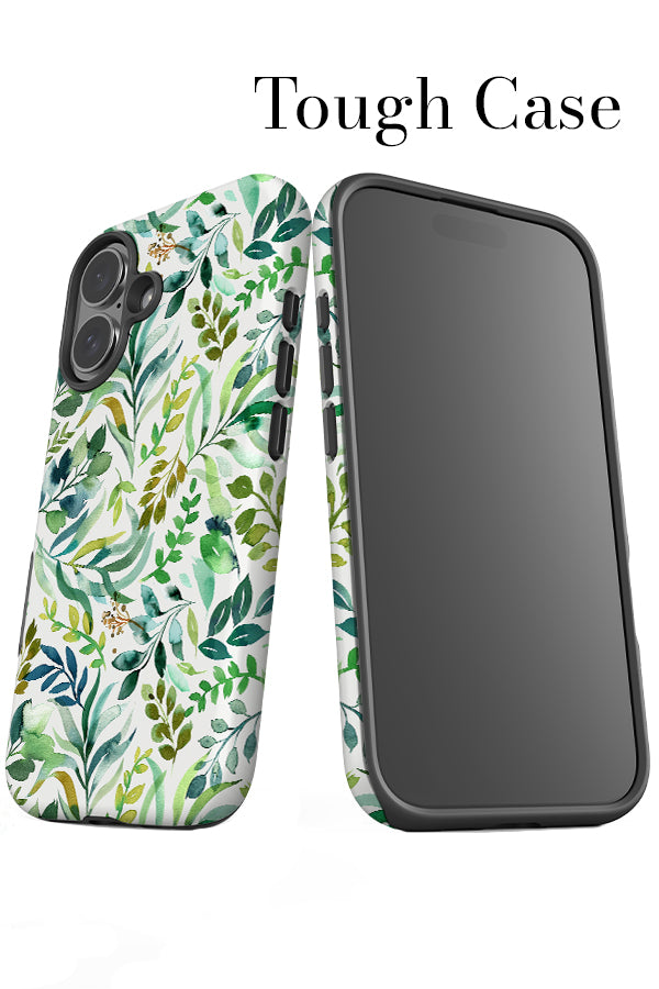 Watercolour Botanical Leaves By Ninola Design Tough Phone Case (Green) | Harper & Blake