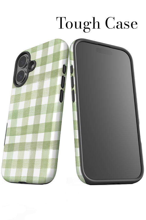 Watercolour Gingham By Ninola Design Tough Phone Case (Sage Green) | Harper & Blake