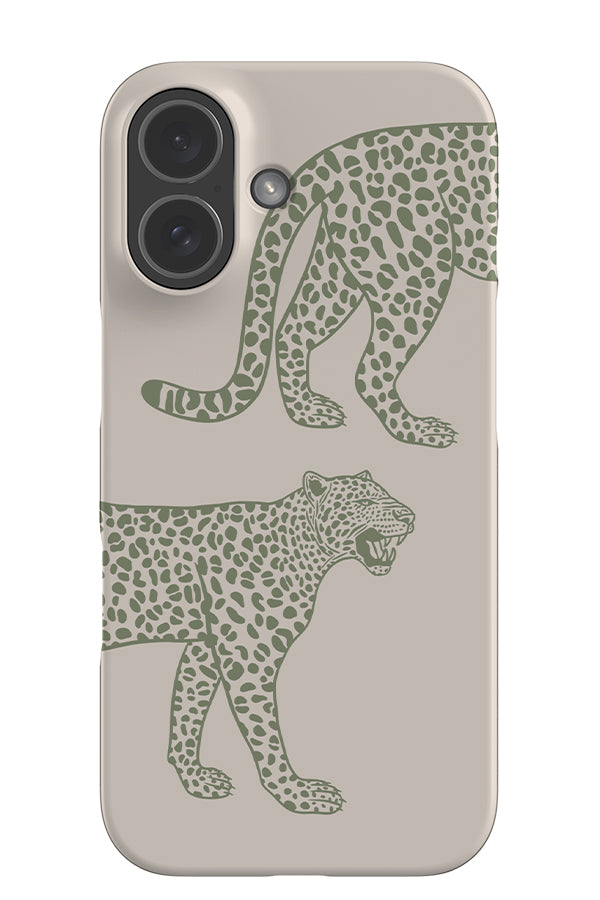 Leopard Placement Snap Phone Case (Linen & Moss Green) | Harper & Blake
